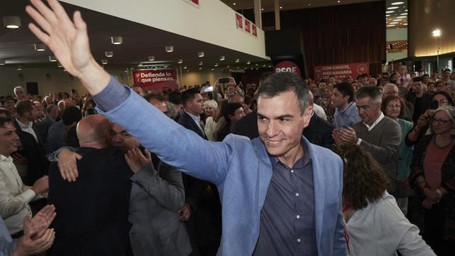 El presidente del Gobierno, Pedro Sánchez, este sábado en Pamplona.
