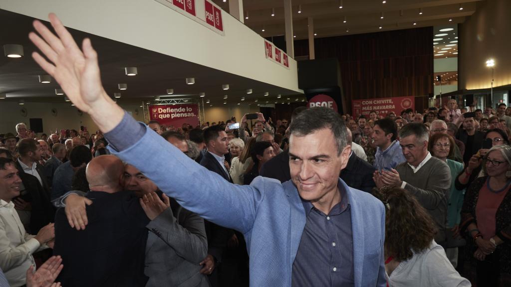 El presidente del Gobierno, Pedro Sánchez, este sábado en Pamplona.