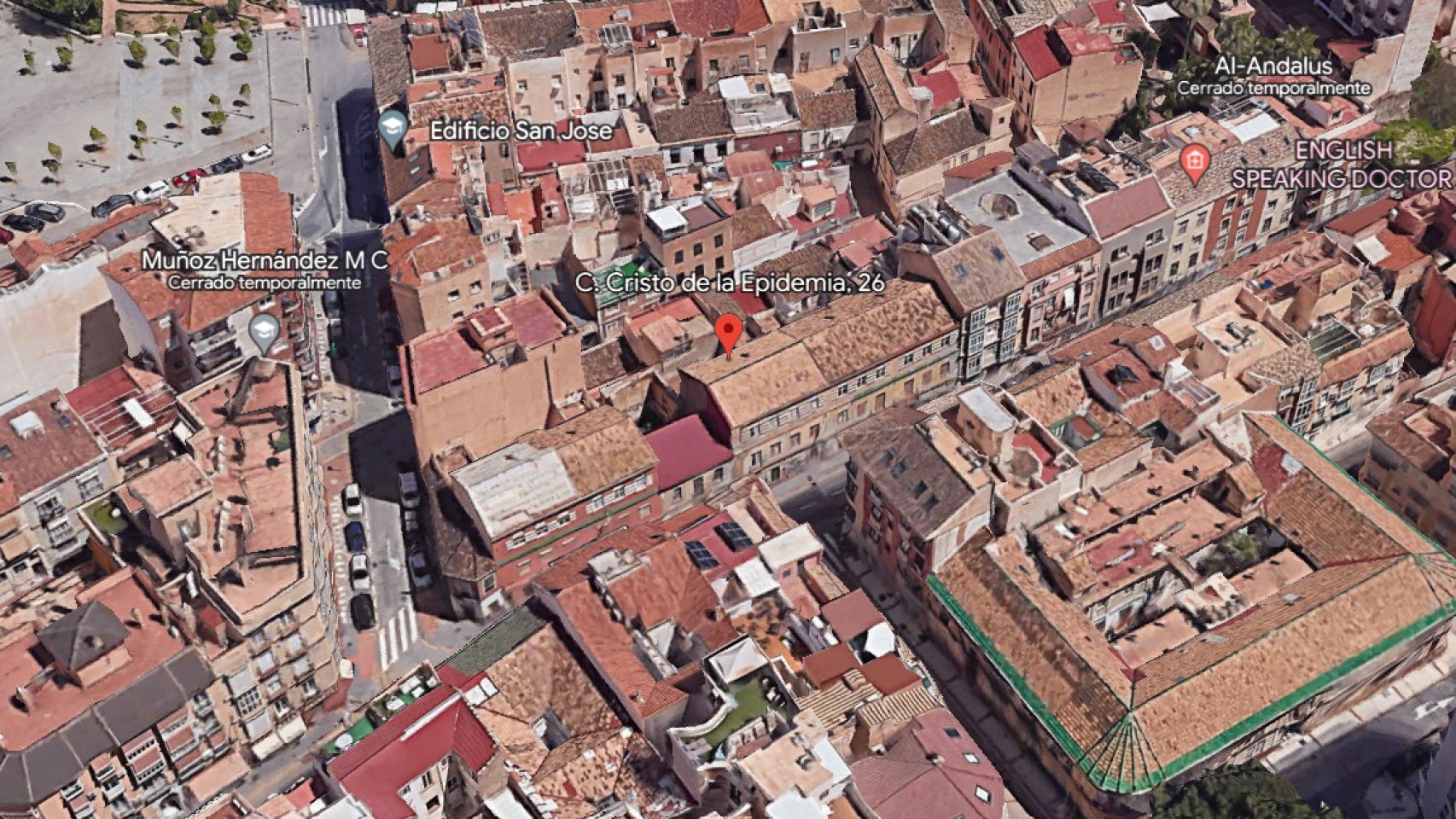 Localización de los edificios de la calle Cristo de la Epidemia donde se proyecta el nuevo hotel.