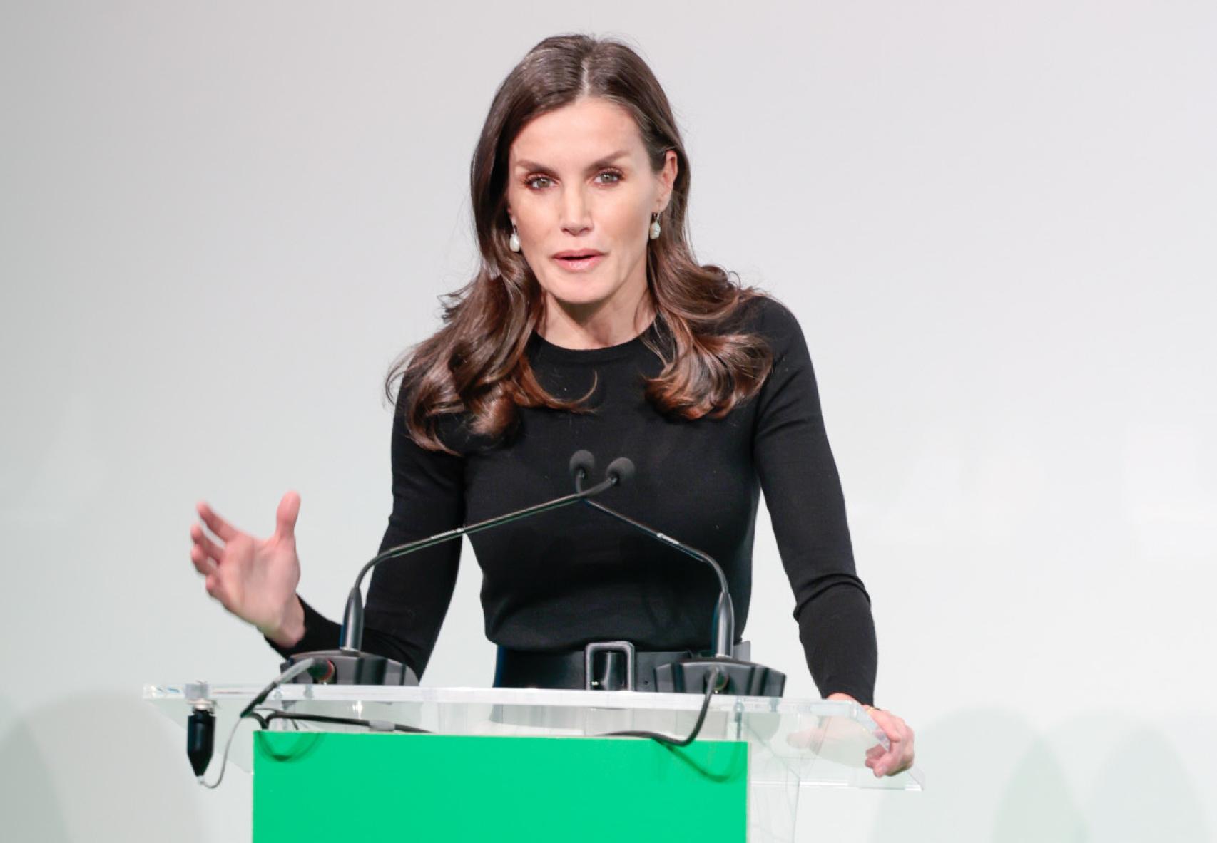 La Reina Letizia en un discurso como presidenta de Honor de la AECC.