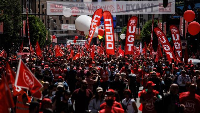 Manifestación en Madrid por el Día Internacional del Trabajador.