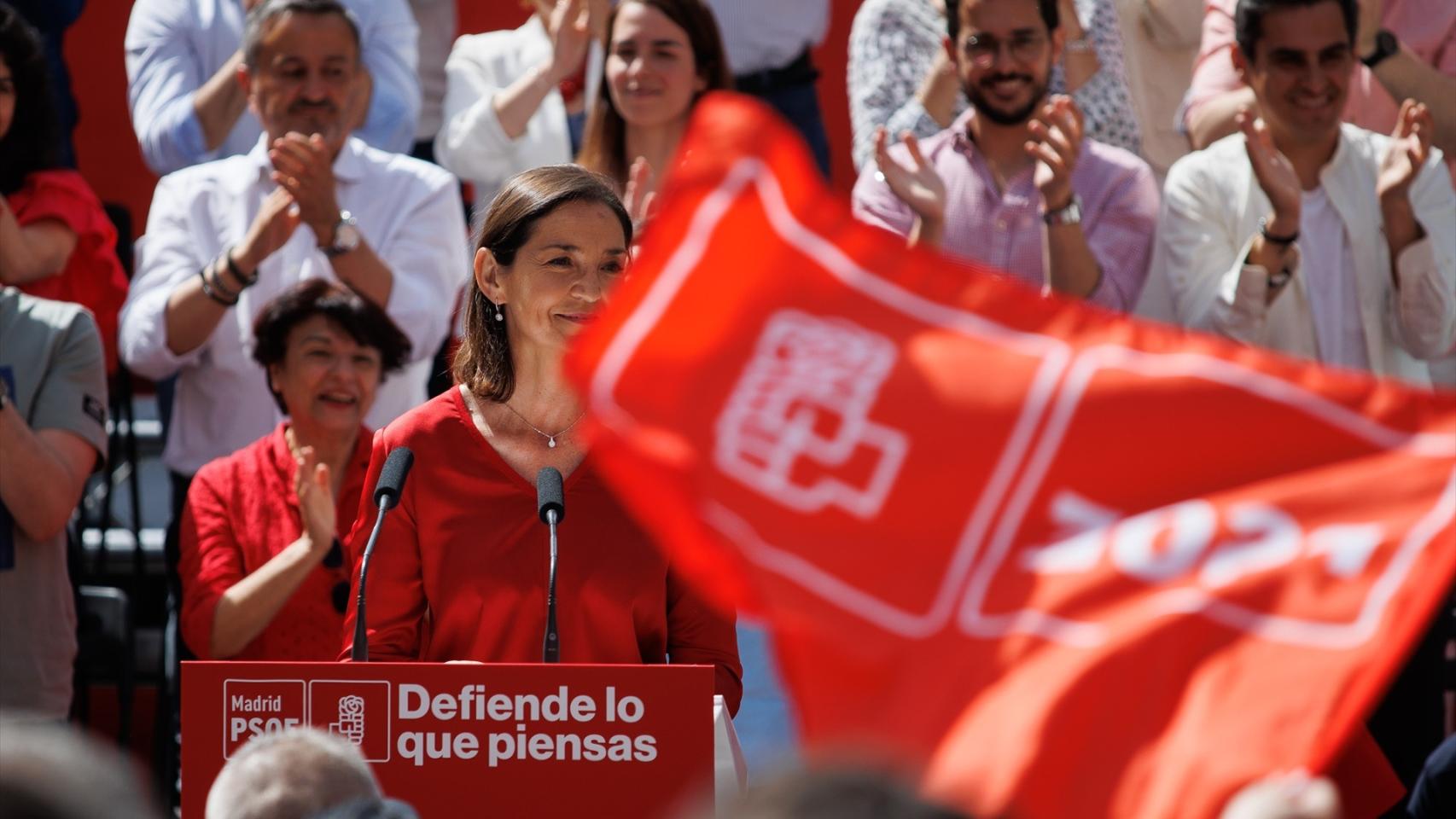 Reyes Maroto, en la presentación de su candidatura, en la Plaza de la Villa.