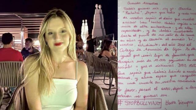 La joven Claudia, junto a su carta de despedida