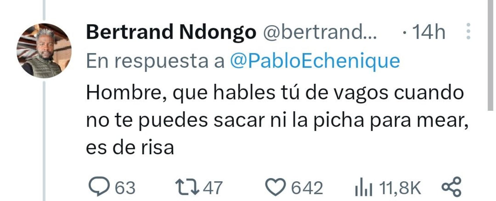 Captura de la respuesta borrada de Ndongo.