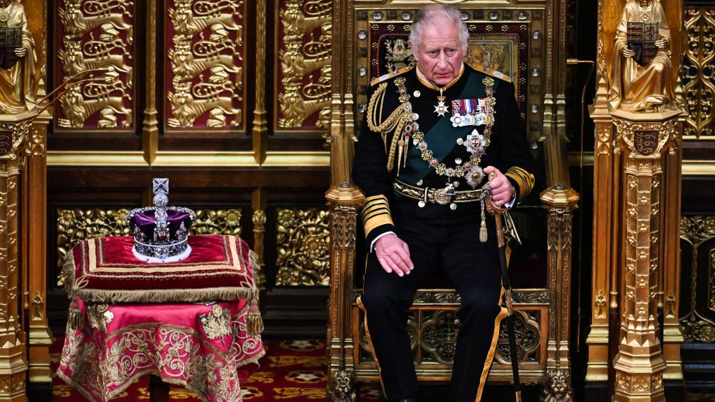 El rey de Inglaterra Carlos III en un acto en el parlamento, en mayo de 2022, en Londres.