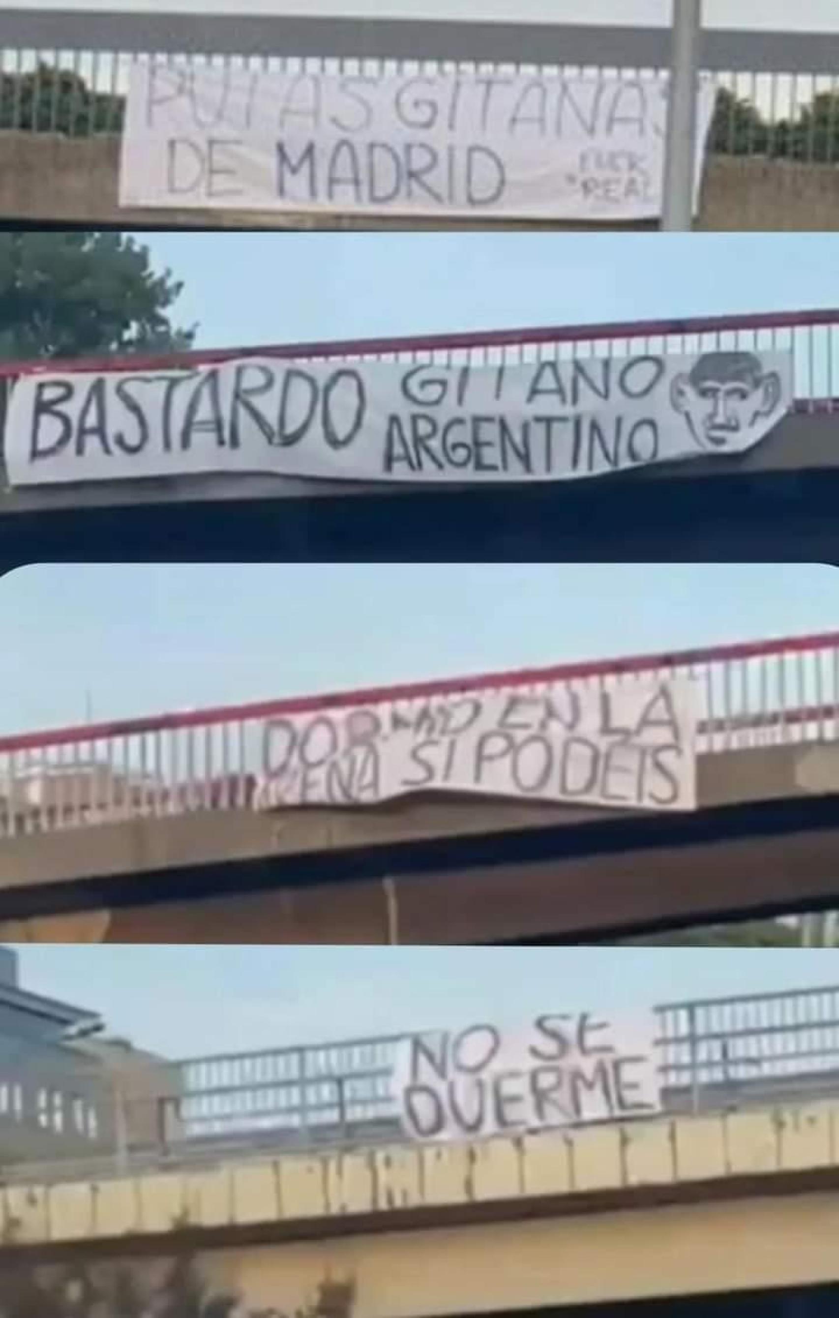 Pancartas que recibieron al Real Madrid en Belgrado