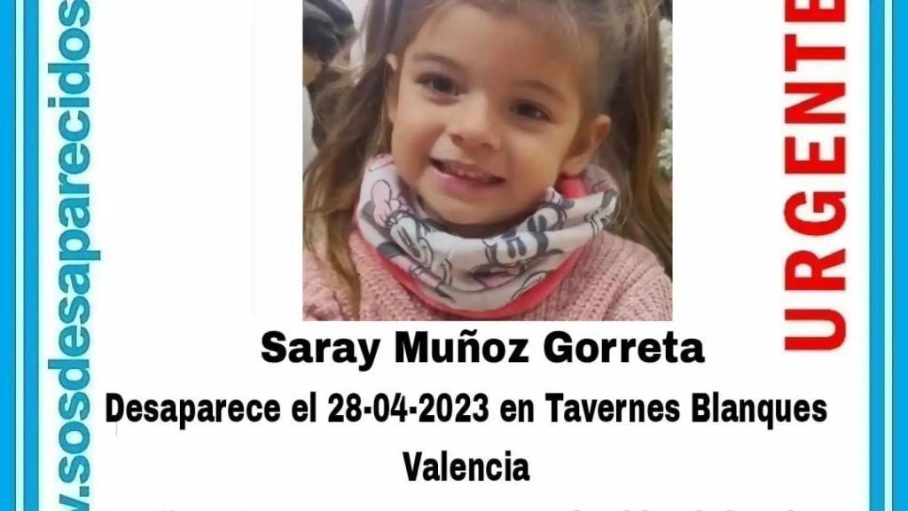 Saray en la imagen difundida por su padre tras ser secuestrada.