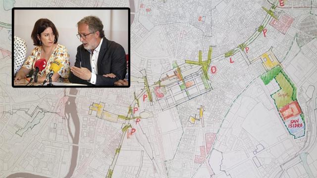 María Sánchez, Manuel Saravia y una imagen del proyecto