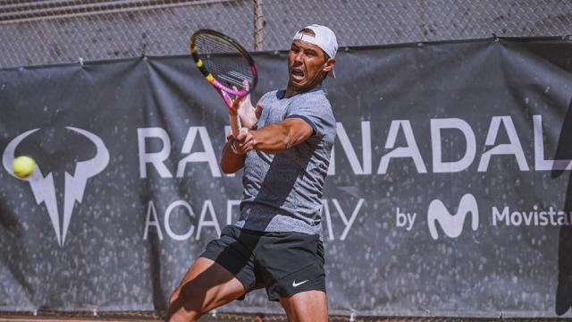 Rafa Nadal, entrenando en su academia de Manacor