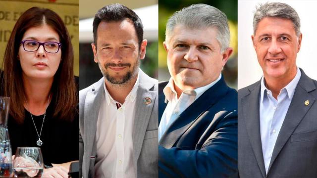 De izquierda a derecha: Natalia Posse (Móstoles, PSOE),  Rafael Ruiz (Ibiza, PSOE),  José Vélez (Murcia, PSOE) y Xavier García Albiol (Badalona, PP)