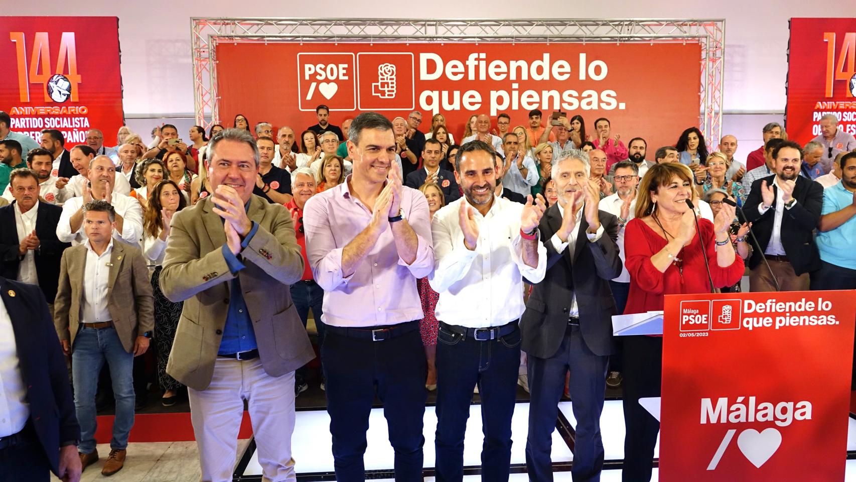 Sánchez, Espadas, Daniel Pérez, Marlaska e Inmaculada Jabato en Málaga.