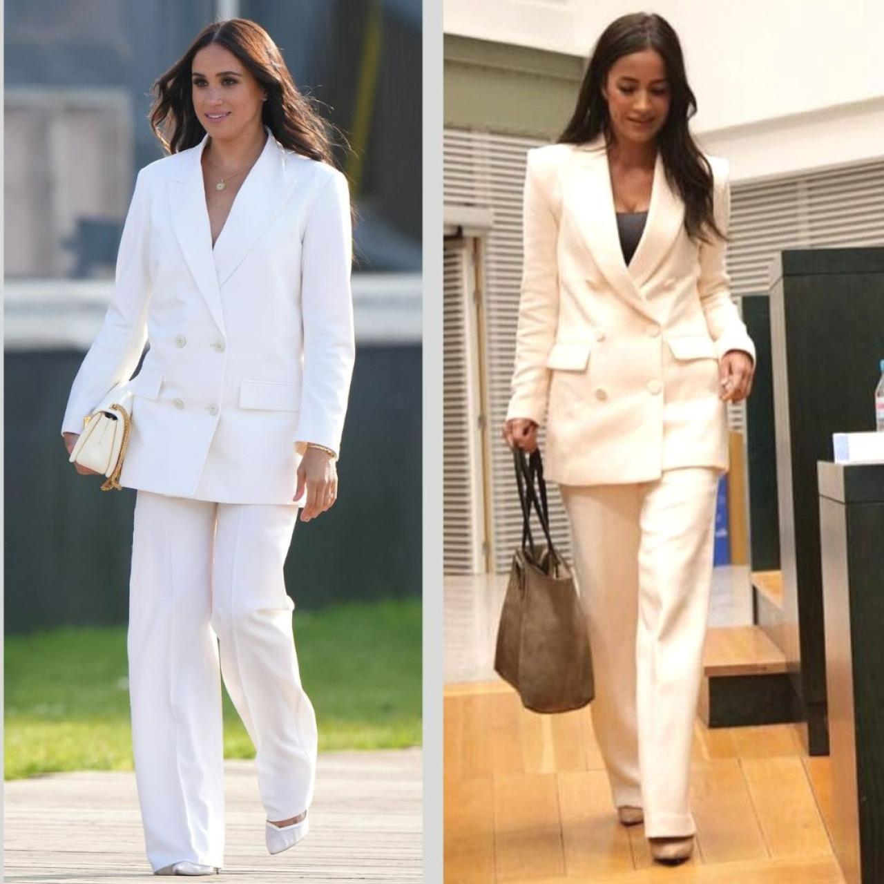 Begoña y Meghan Markle, con trajes gemelos.