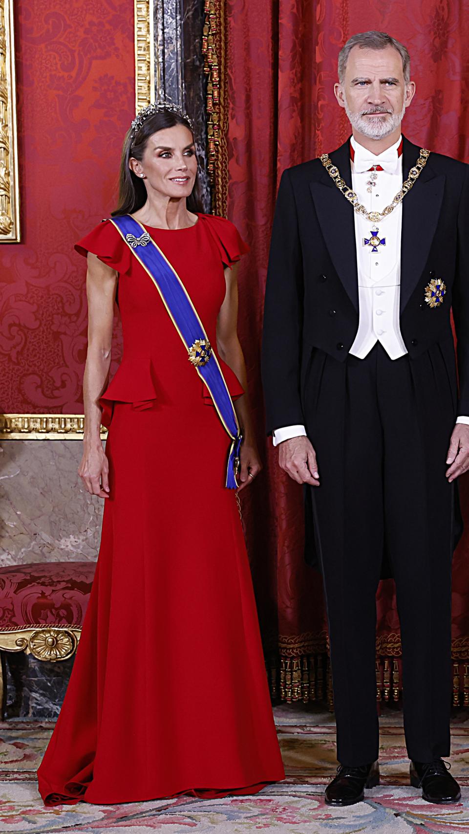 Los Reyes en la cena de gala en honor al presidente de Colombia.