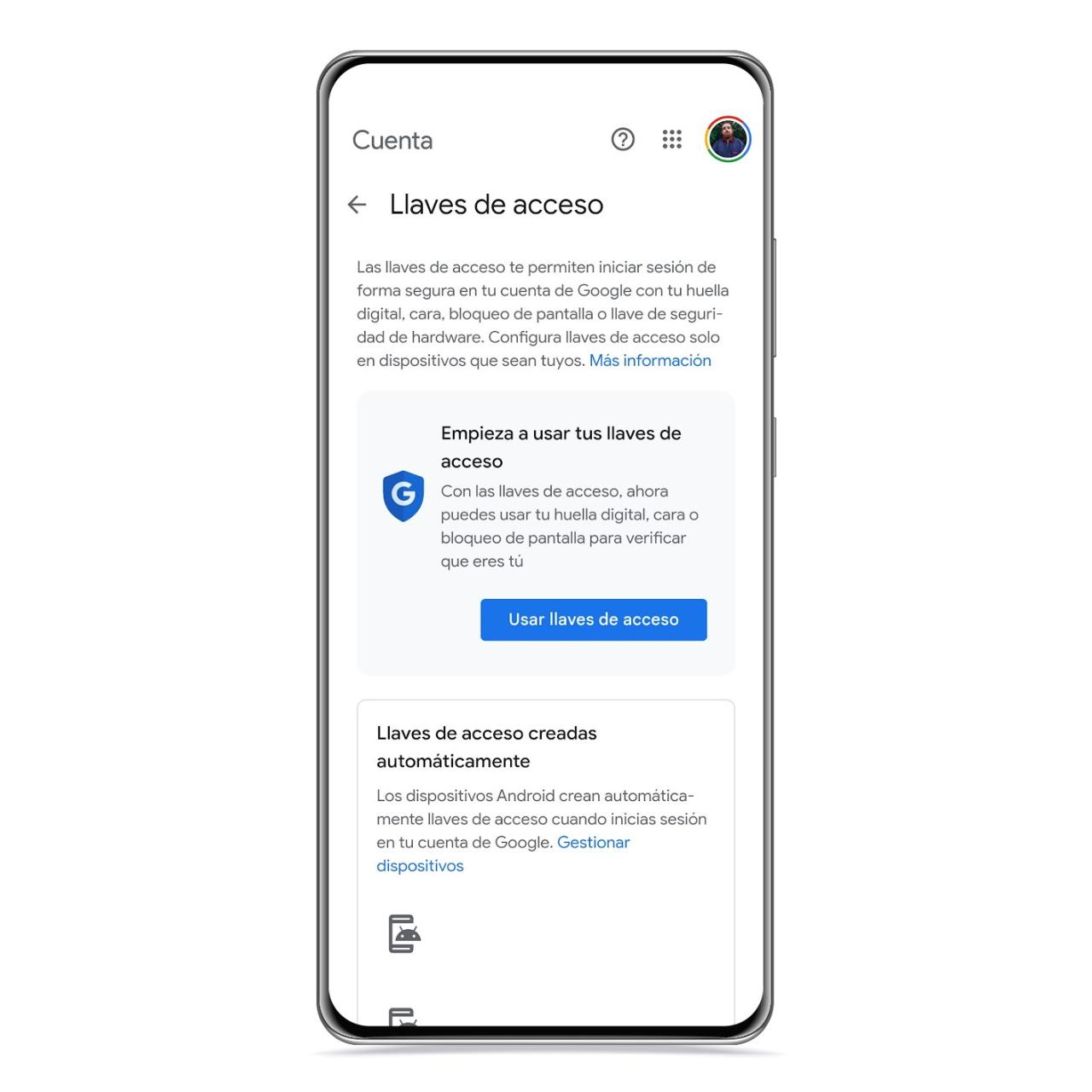 Llaves de acceso Google