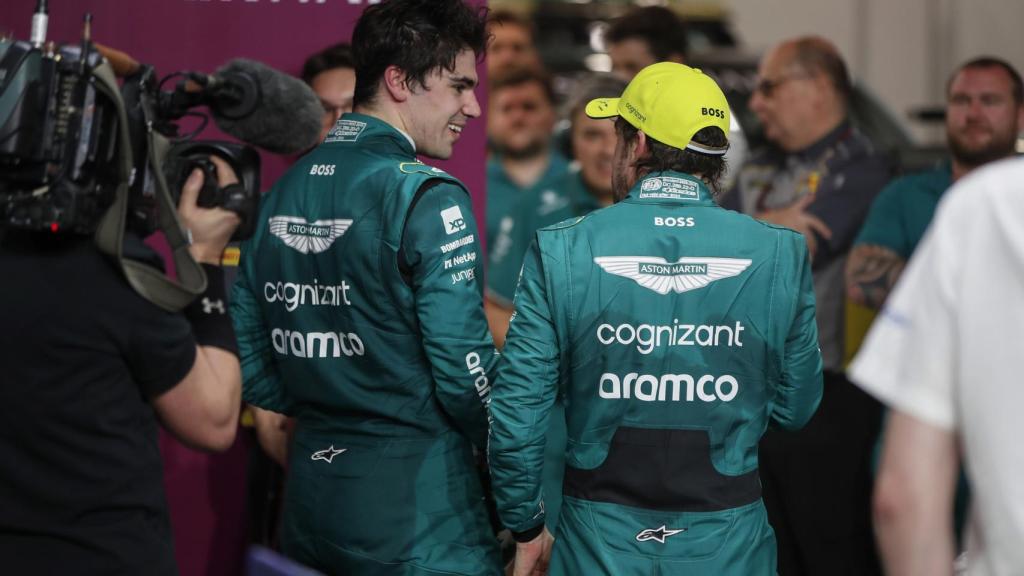 Stroll y Alonso, tras un Gran Premio.