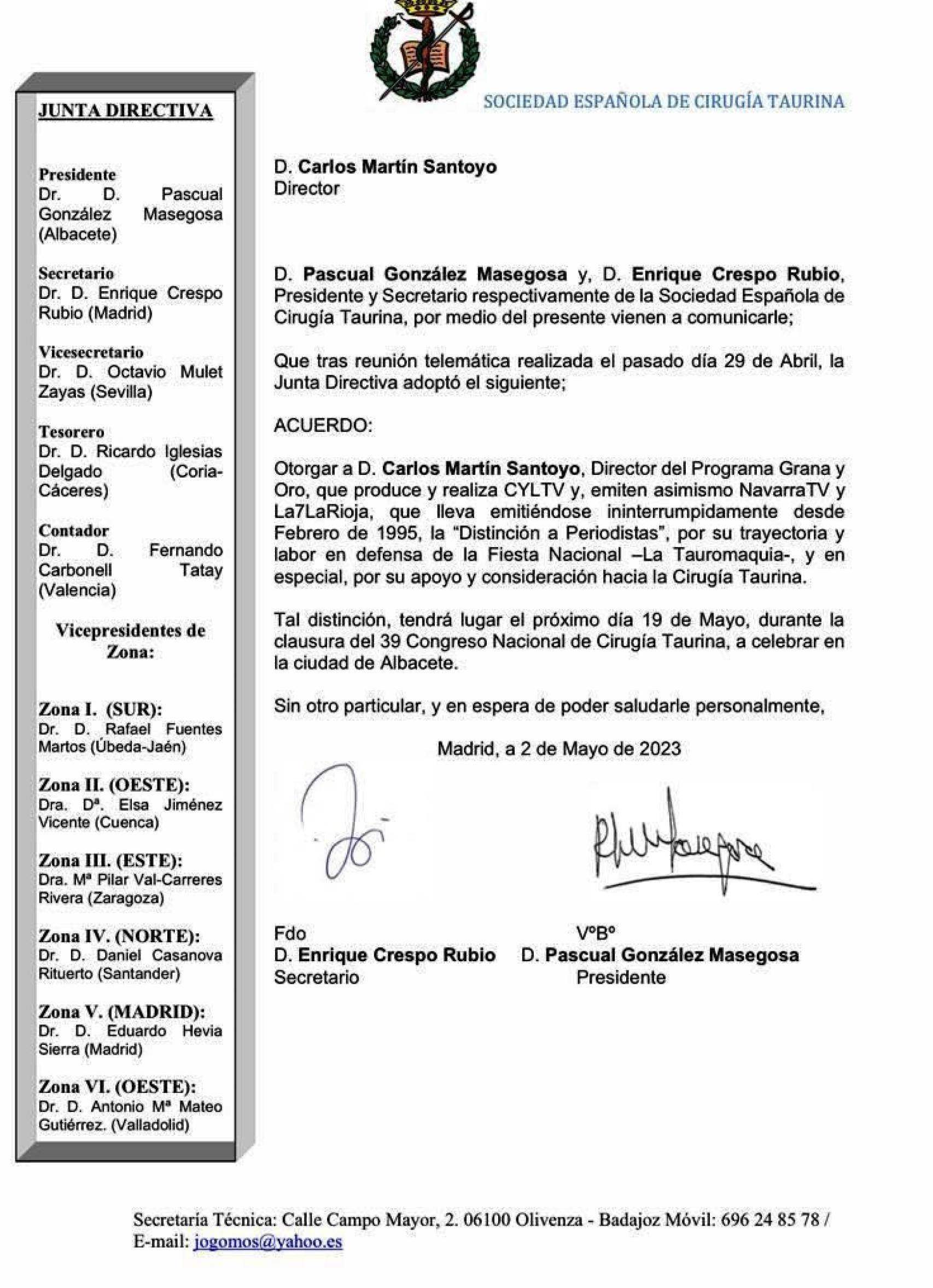 CIRUJANOS PREMIO SANTOYO