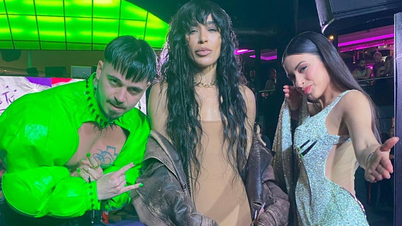 Käärijä, Loreen y Blanca Paloma, en la PrePartyES de Madrid  (Eurovision-Spain).