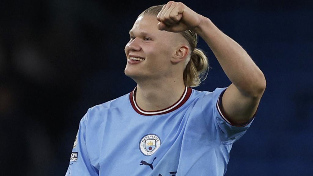 Erling Haaland, celebrando su gol al West Ham