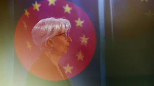 La presidenta del BCE, Christine Lagarde, durante la rueda de prensa de este jueves en Fráncfort