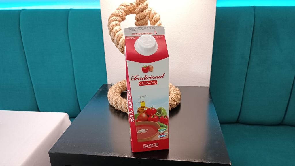 El bote de gazpacho de Hacendado, la marca blanca de Mercadona.