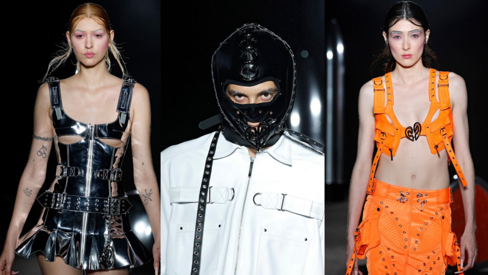 Tres de los modelos presentados por Dominnico en la pasarela este jueves.