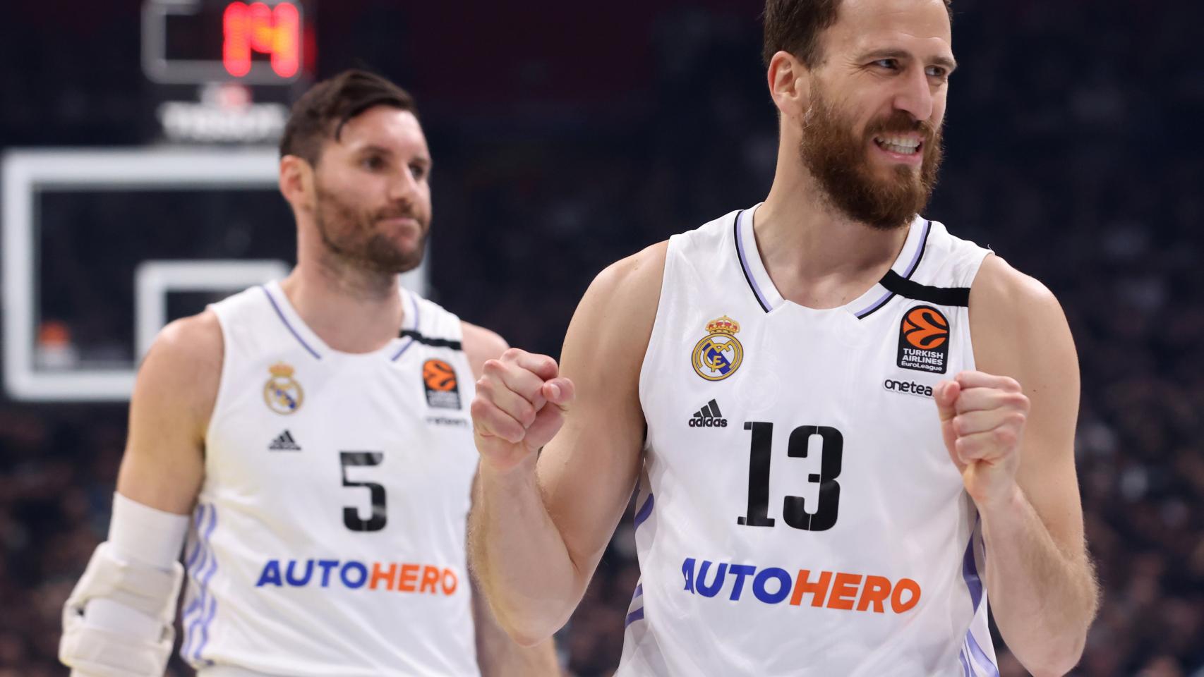 Sergio Rodríguez celebra una acción durante el cuarto partido ante el Partizán.