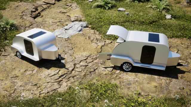 El remolque abierto y cerrado.