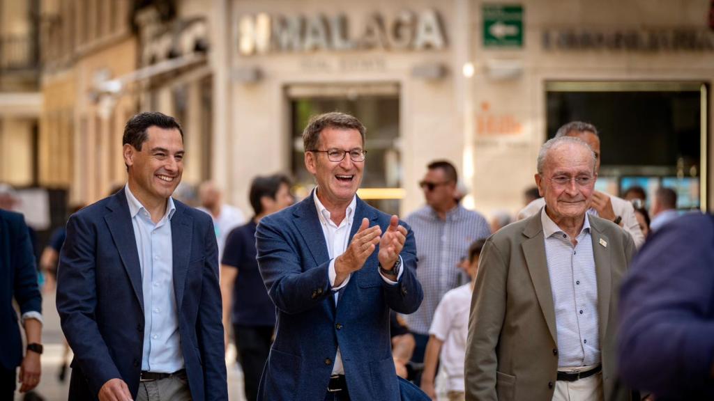 Juanma Moreno, Alberto Núñez Feijóo y Francisco de la Torre