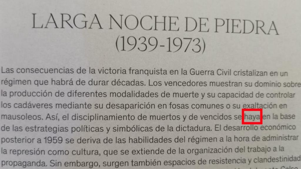 Falta ortográfica en el folleto explicativo de la exposición.