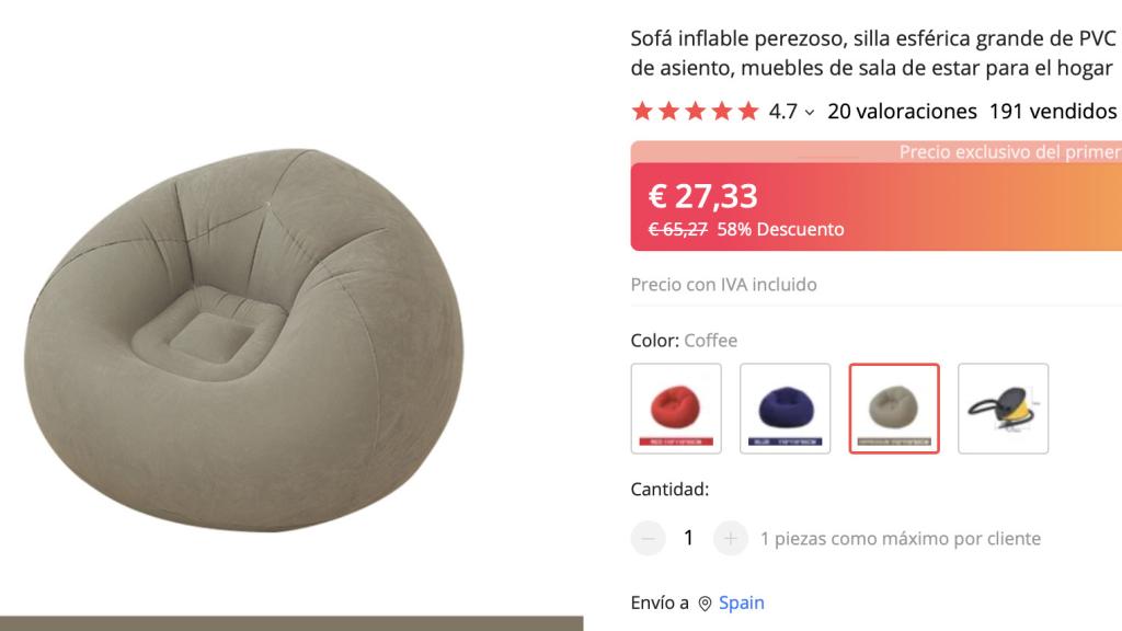 Sofá inflable.