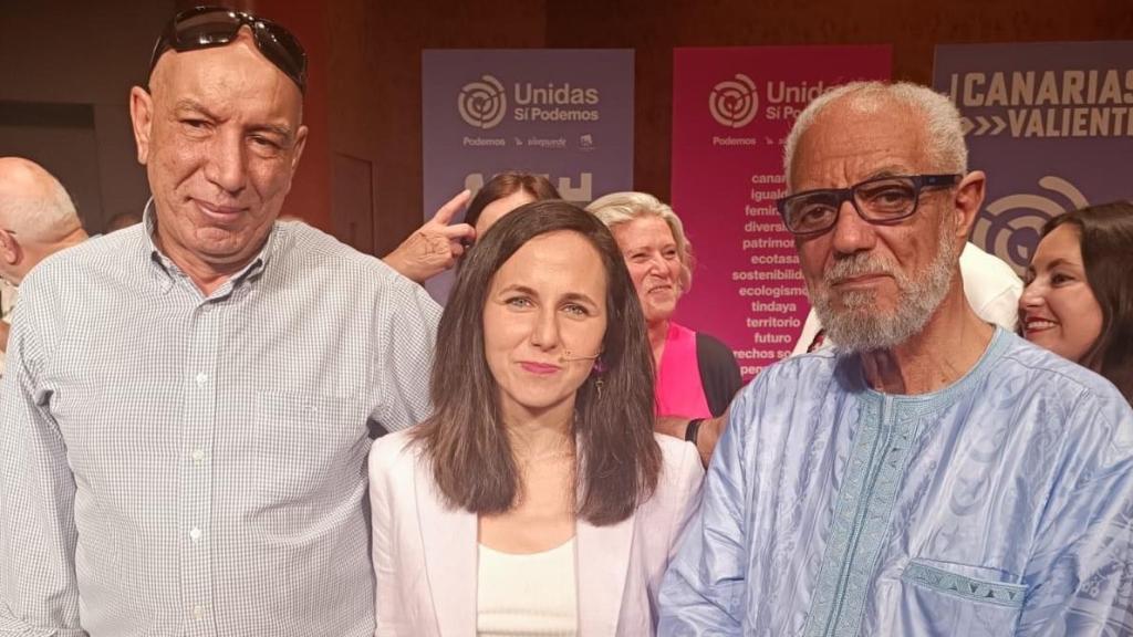 Ione Belarra con  el delegado del Frente Polisario en Canarias (dcha.), Hamdi Mansour.