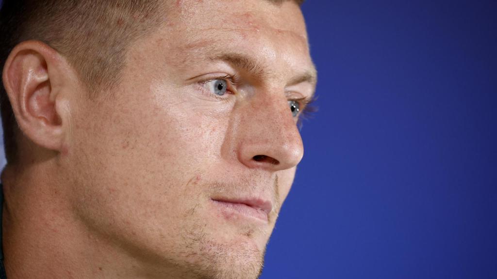 Toni Kroos, en rueda de prensa con el Real Madrid de la Champions League