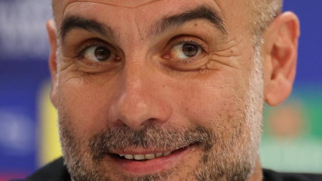 Pep Guardiola, en rueda de prensa con el Manchester City de la Champions League