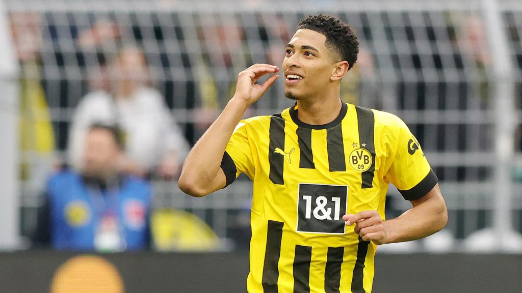 Jude Bellingham, celebrando un gol con el Borussia Dortmund en la temporada 2022/2023