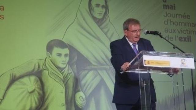El secretario de Estado de Memoria Democrática, Fernando Martínez, este lunes durante el acto del Día de homenaje a las víctimas del exilio, celebrado en Le Perthus (Francia).