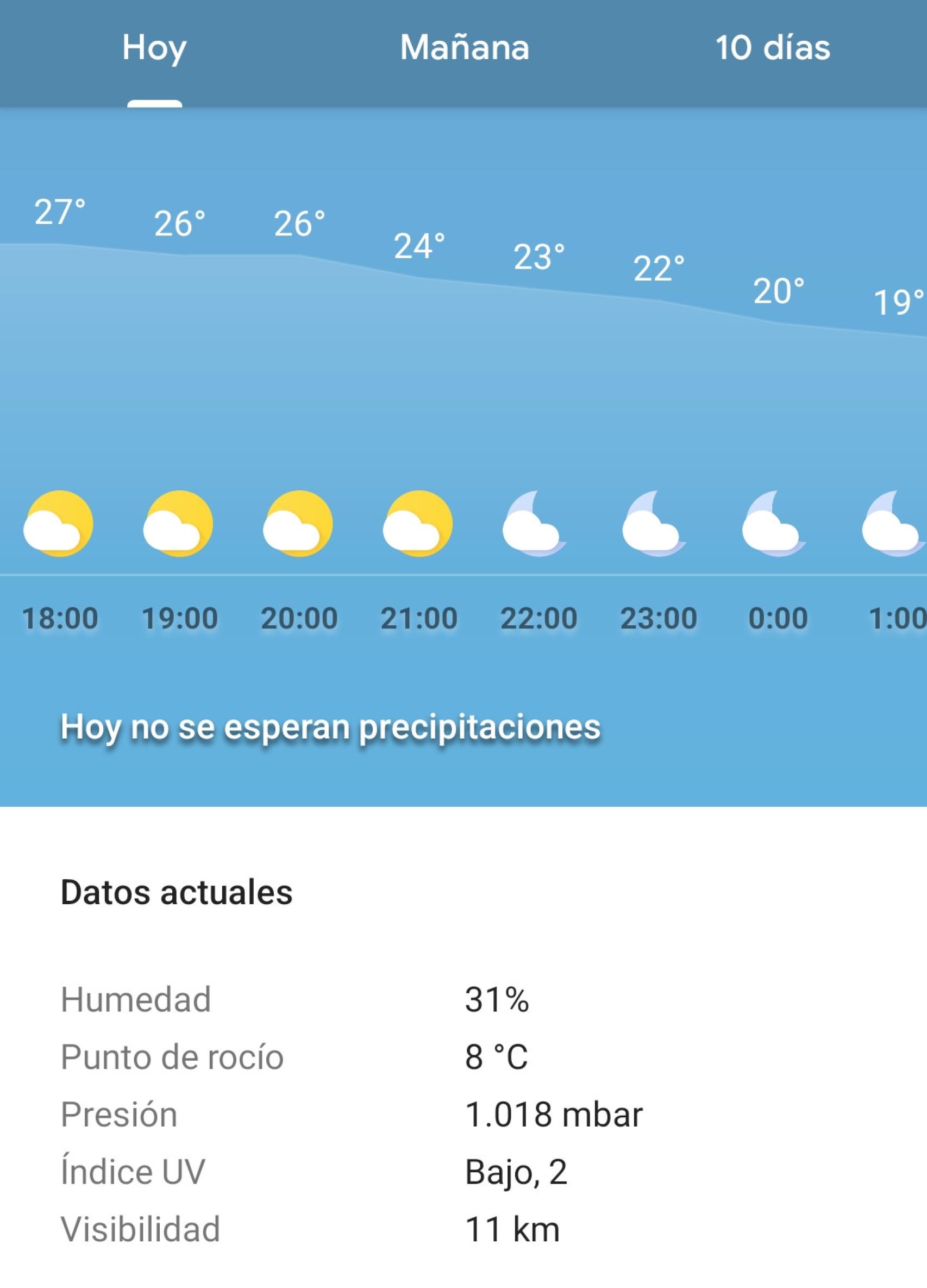 Antiguo diseño de la app del tiempo