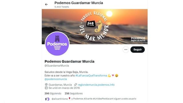 Captura del perfil de Twitter que incita a la independencia de la Comunidad Valenciana.