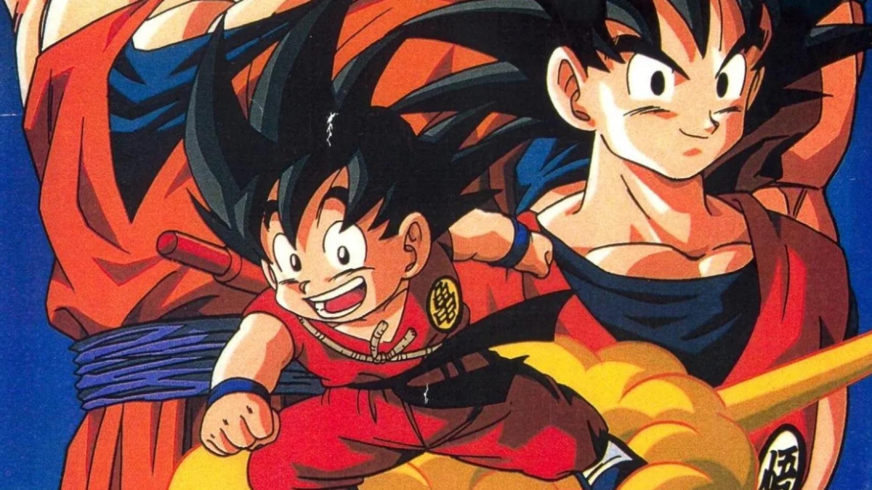 Goku de pequeño y de mayor.