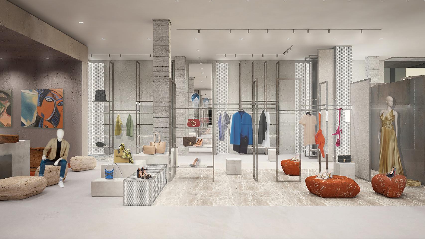 Zona 'luxury' de la tienda de Pompeu en Muelle Uno.