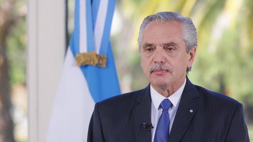 Alberto Fernández, presidente de Argentina, este miércoles en su aparición por cadena nacional.
