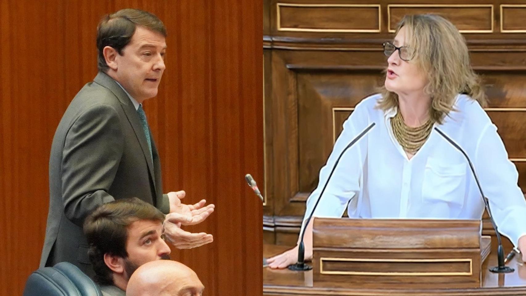 El presidente de la Junta, Alfonso Fernández Mañueco, y la vicepresidenta tercera del Gobierno, Teresa Ribera.