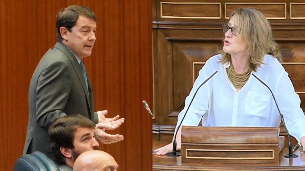 El presidente de la Junta, Alfonso Fernández Mañueco, y la vicepresidenta tercera del Gobierno, Teresa Ribera.