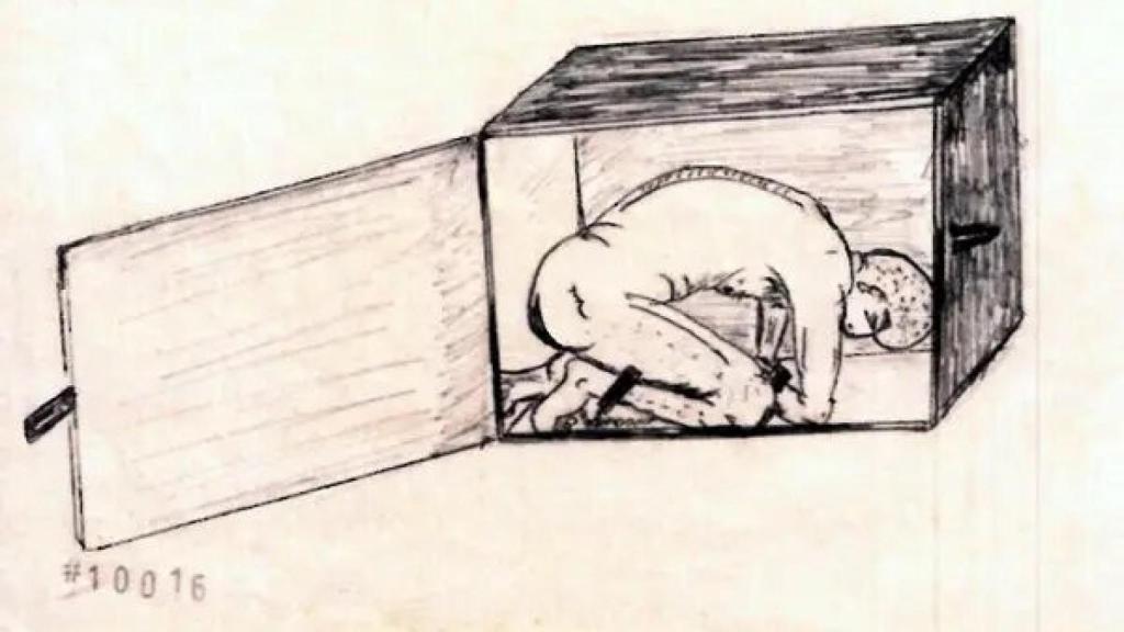 Técnica de tortura conocida como 'el ataúd'.