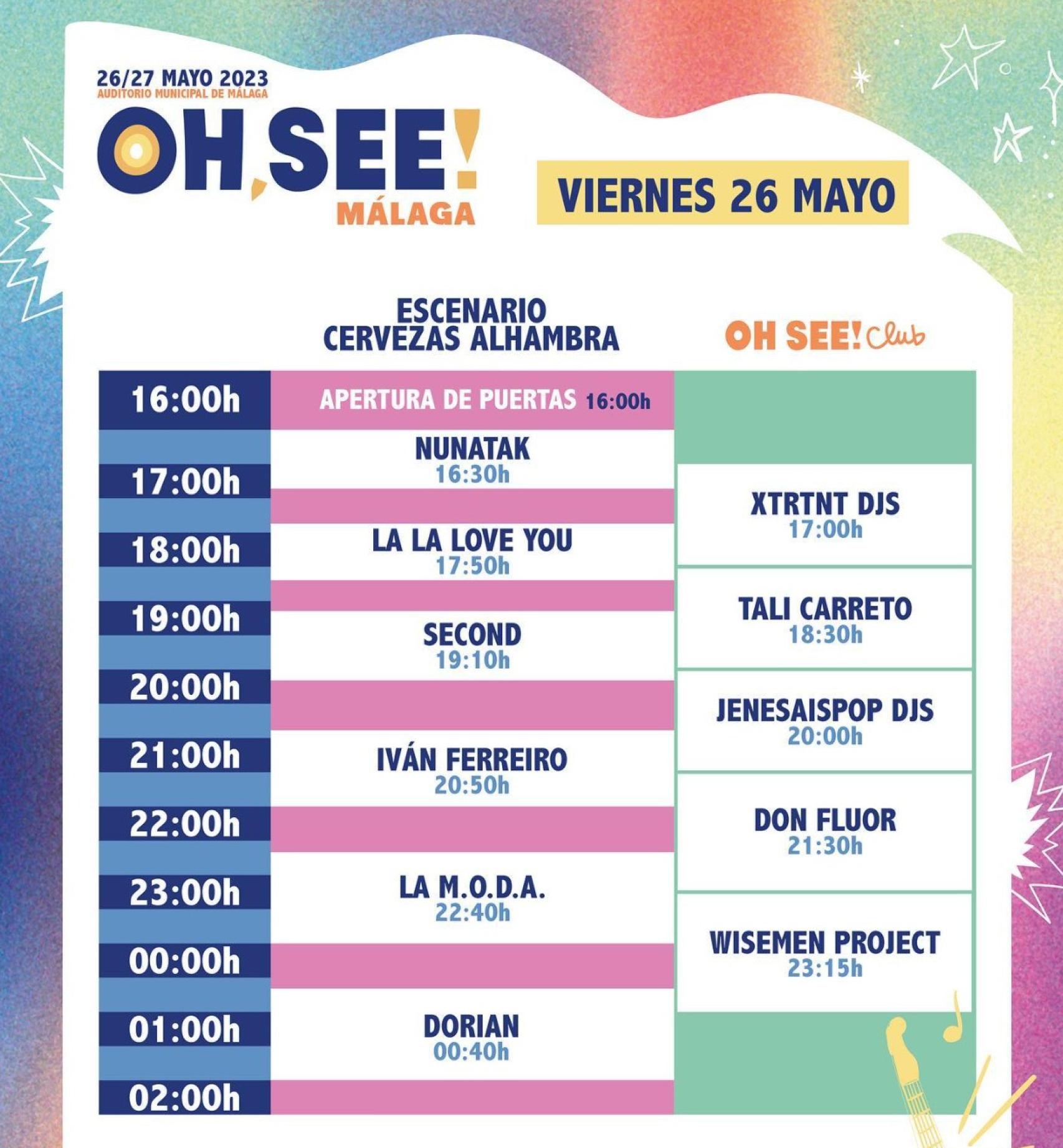 Cartel del viernes y horarios.