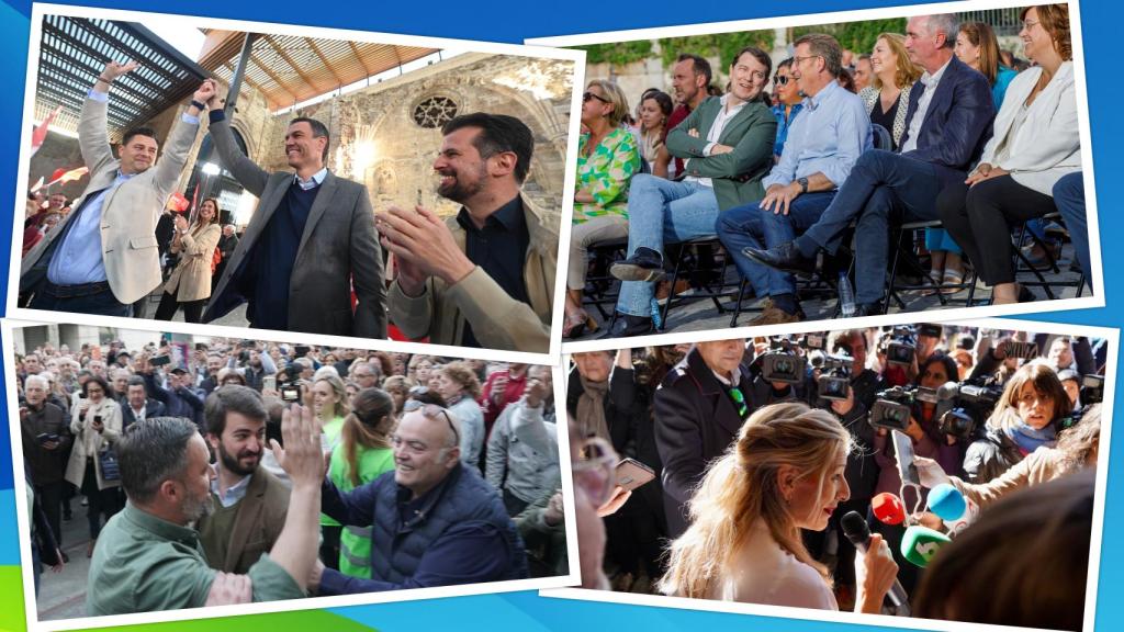 Diferentes actos de precampaña en Castilla y León con Pedro Sánchez, Feijóo, Abascal y Díaz