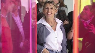 Yolanda Díaz, en Mieres (Asturias).