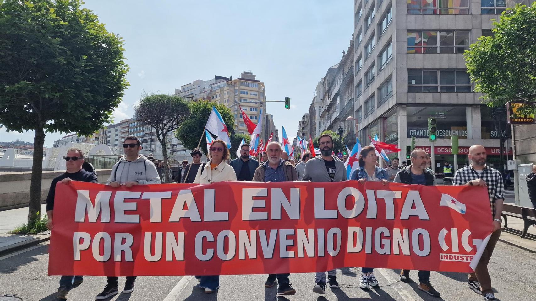 Manifestación del sector del metal este jueves en Vigo.