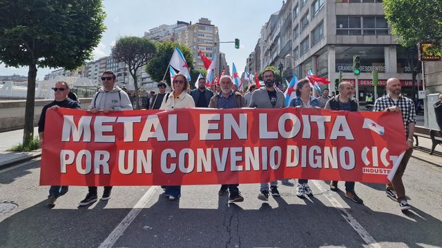 Manifestación del sector del metal este jueves en Vigo.