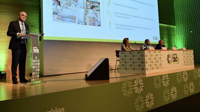 Antonio Mingorance, presidente de Bidafarma, durante la asamblea de la cooperativa.