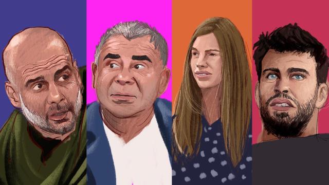 Pep Guardiola, Jorge Javier Vázquez, la infanta Sofía y Gerard Piqué.